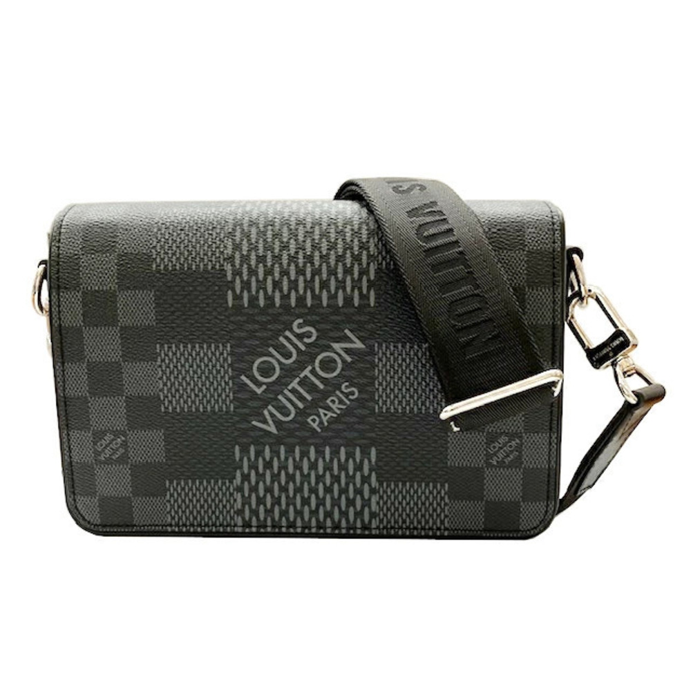 Louis Vuitton Studio Crossbody Bag Damier Canvas Leather Graphite Black